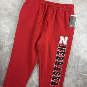 Nebraska Cornhuskers Sweatpants Mens L Red Jogger Embroidered Drawstring NEW